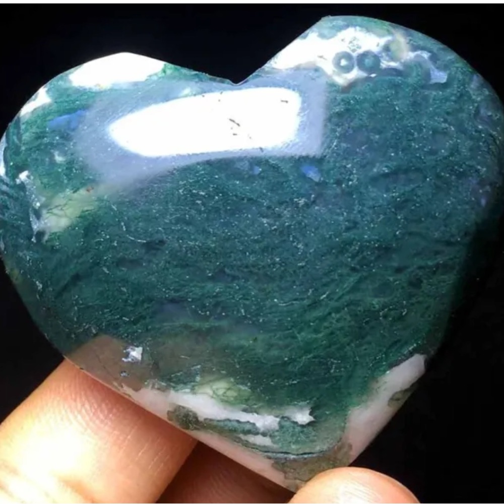 Moss Agate Gemstone Hearts